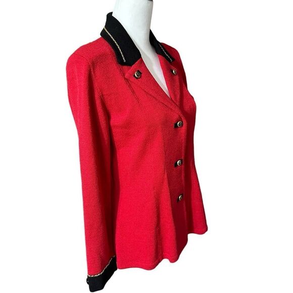 Toula Red Military Knit Blazer Gold Detailing Sz 4 NWT - Picture 12 of 15